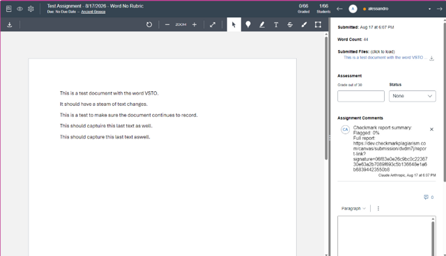 SpeedGrader submission overview and score synchronization