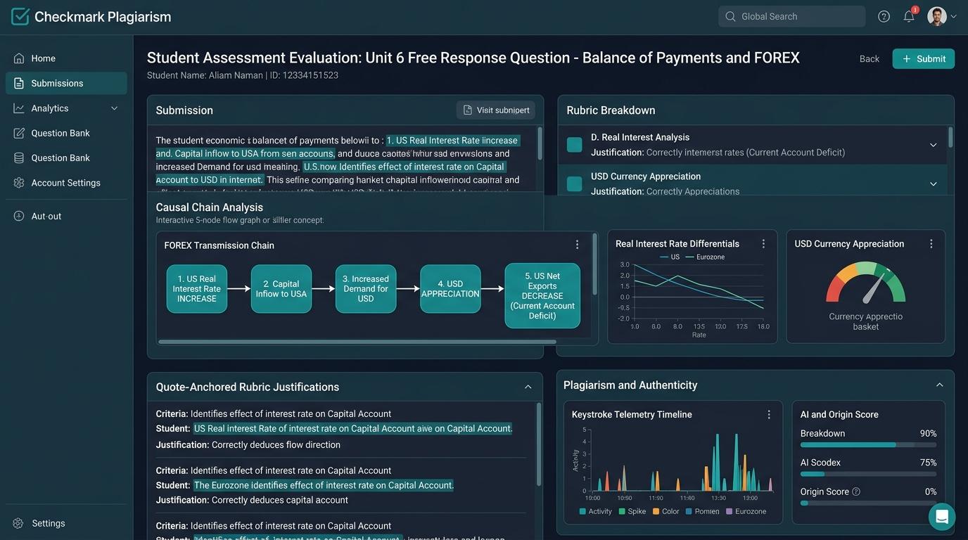 Can AI Autograding Accurately Evaluate Multi-Step Causal Chains in High School AP Macroeconomics Balance of Payments and FOREX FRQs?