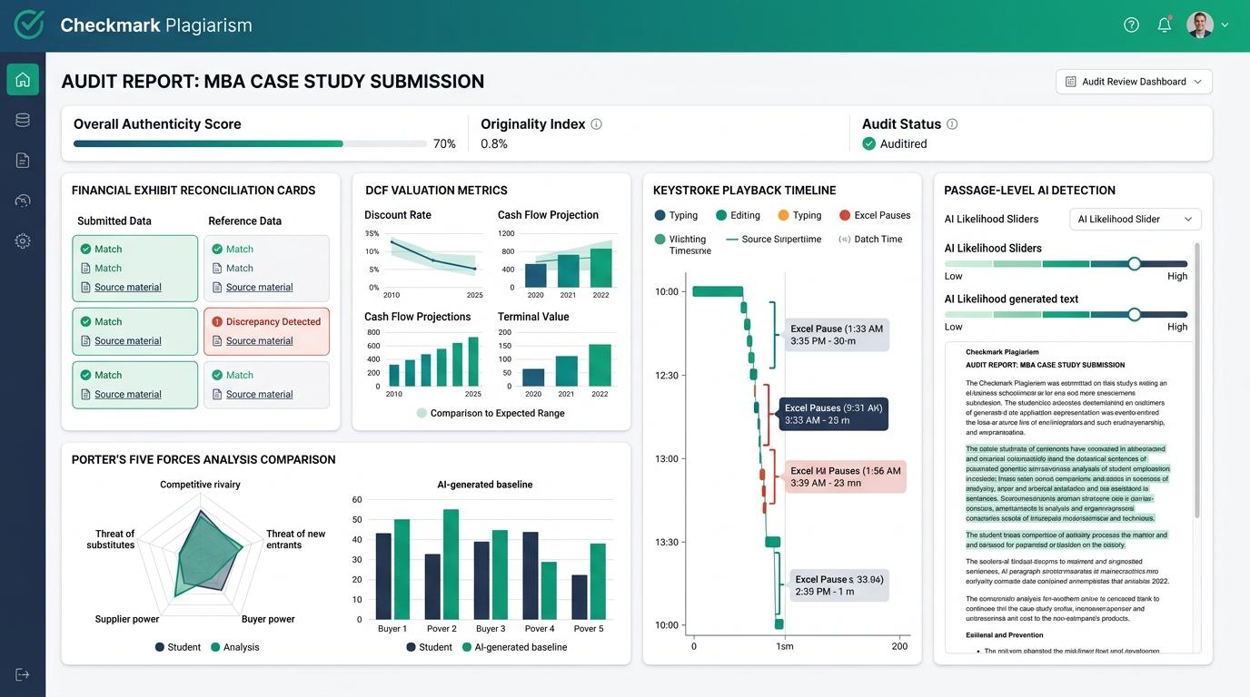 How Can Business School Faculty Detect Fabricated Financial Metrics and AI-Generated Strategic Analyses in Student Case Studies? | Checkmark Plagiarism