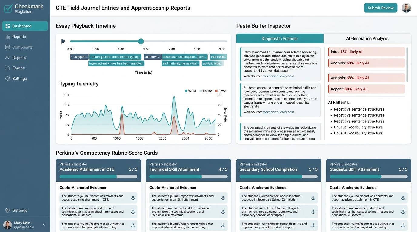 How Can Career and Technical Education Directors Verify Authentic Field Journal Entries and Apprenticeship Reports? | Checkmark Plagiarism