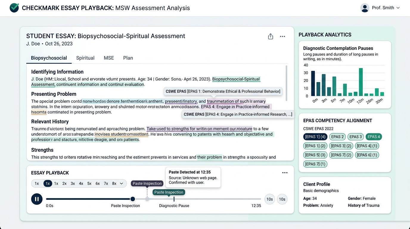 How Can Social Work Faculty Use Writing Telemetry to Verify Authentic Client Assessment Notes in MSW Field Practicums? | Checkmark Plagiarism