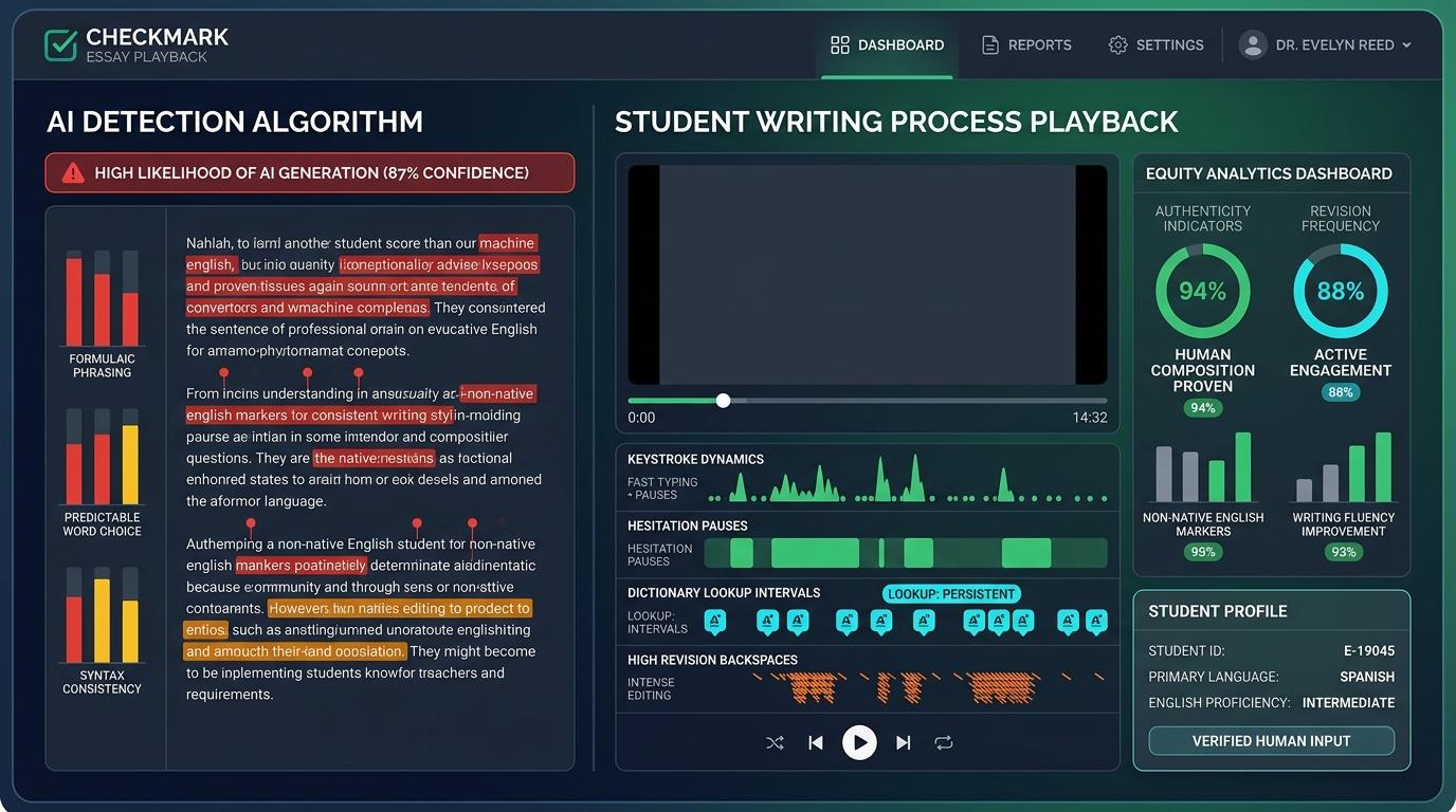 How Can Writing Process Playback Protect Non-Native English Writers From False-Positive AI Accusations? | Checkmark Plagiarism