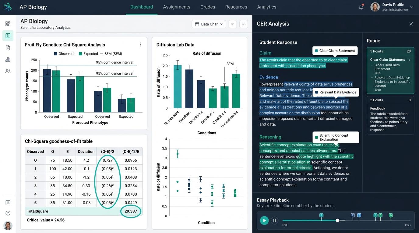 How High School AP Biology Teachers Can Verify Authentic Student Error Bar Explanations and Chi-Square Analysis in CER Lab Reports | Checkmark Plagiarism