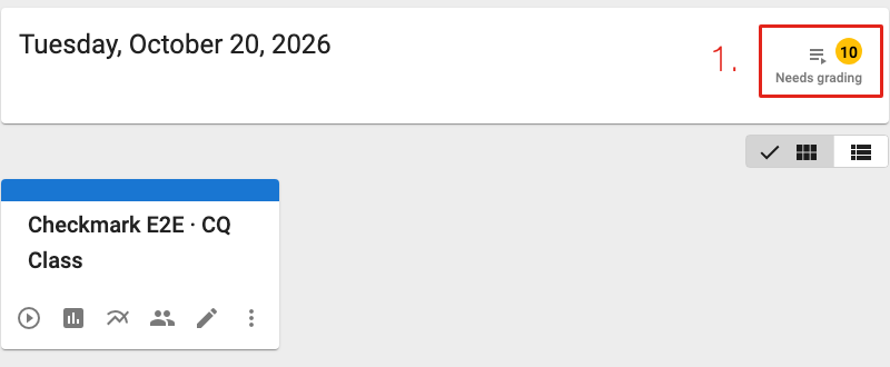 The Buzz teacher home page with Needs grading marked 1