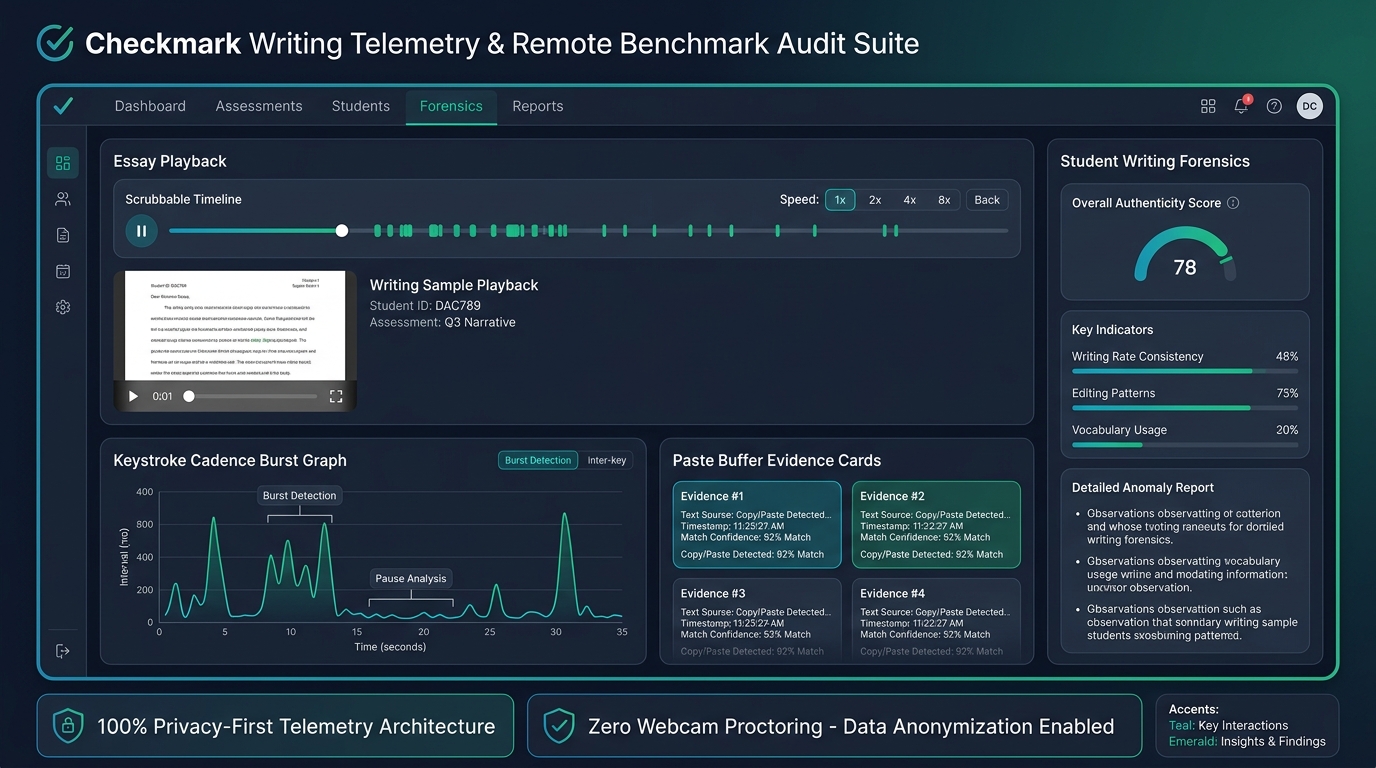 District Assessment Coordinator Keystroke Telemetry & Remote Benchmark Audit Suite Dashboard