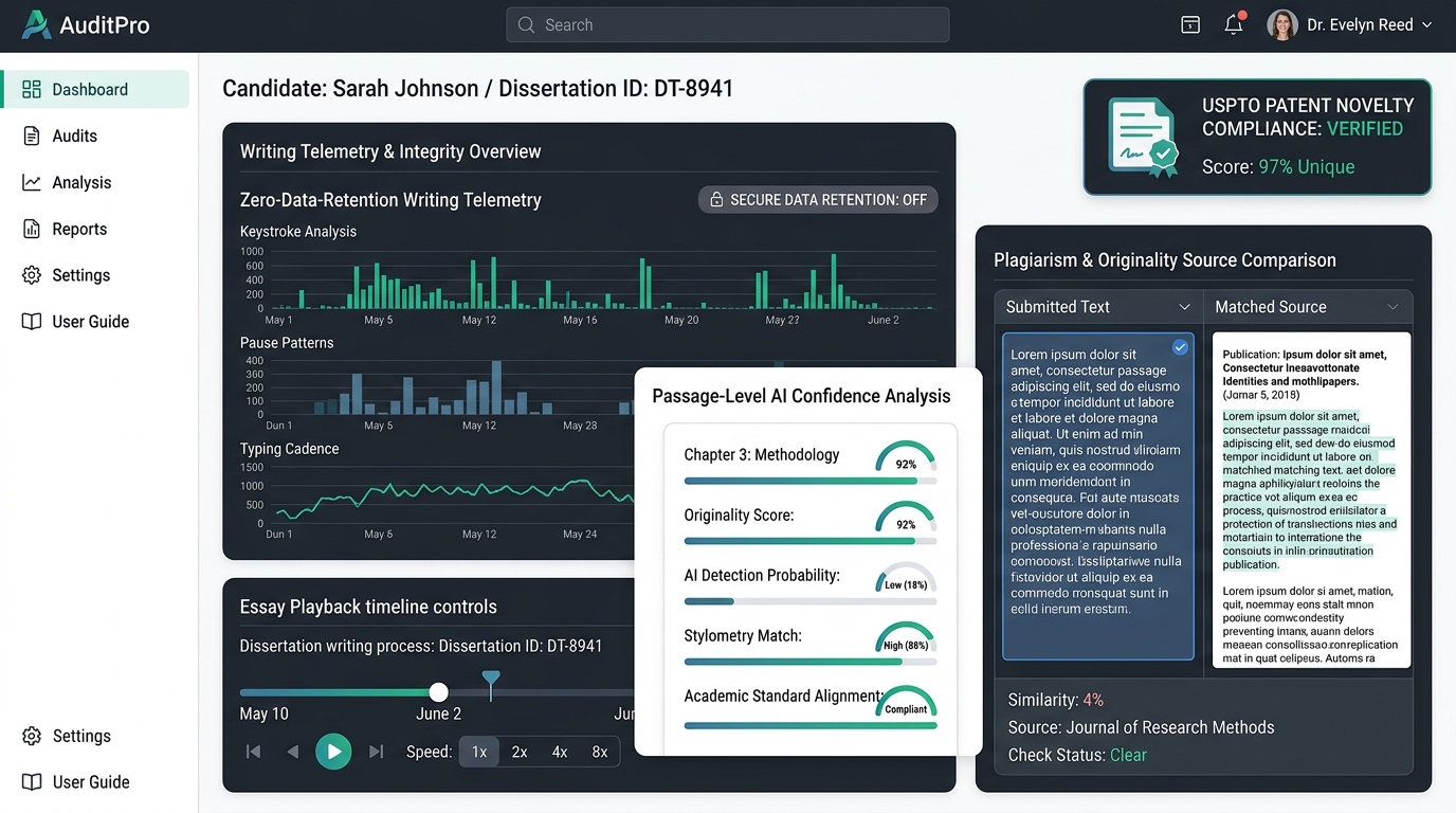 Doctoral Dissertation Authorship Verification & Zero-Retention Writing Telemetry Dashboard