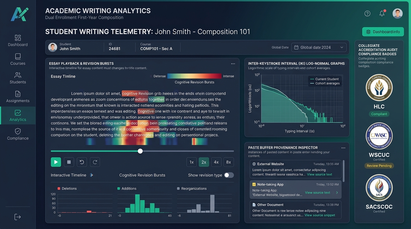 Dual Enrollment First-Year Composition Writing Telemetry and Keystroke Analytics Dashboard